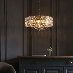 71641-001 Bright Nickel 5 Light Pendant with Crystal