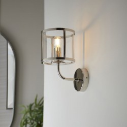 71642-001 Bright Nickel Wall Lamp with Clear Glass