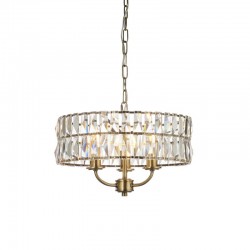 71643-001 Antique Brass 3 Light Pendant with Crystal