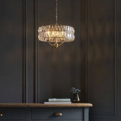 71643-001 Antique Brass 3 Light Pendant with Crystal