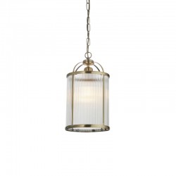 71649-001 Antique Brass Lantern Pendant with Ribbed Glass 71649-001 Antique Brass Lantern Pendant with Ribbed Glass