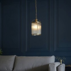 71649-001 Antique Brass Lantern Pendant with Ribbed Glass 71649-001 Antique Brass Lantern Pendant with Ribbed Glass