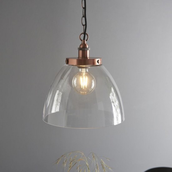 71657-001 Aged Copper Pendant with Clear Glass Ø 33 cm