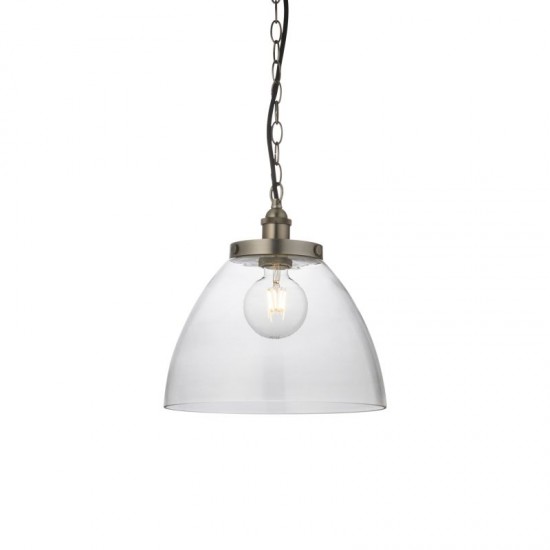 71658-001 Brushed Silver Pendant with Clear Glass Ø 33 cm
