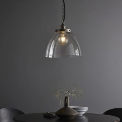 71658-001 Brushed Silver Pendant with Clear Glass Ø 33 cm