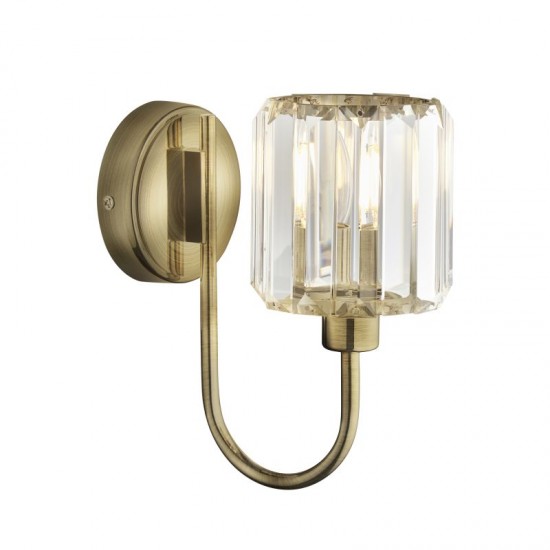 71668-001 Antique Brass Wall Lamp with Crystal
