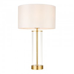 7256-001 Clear Glass & Satin Brass Table Lamp with Vintage White 7256-001 Clear Glass & Satin Brass Table Lamp with Vintage White