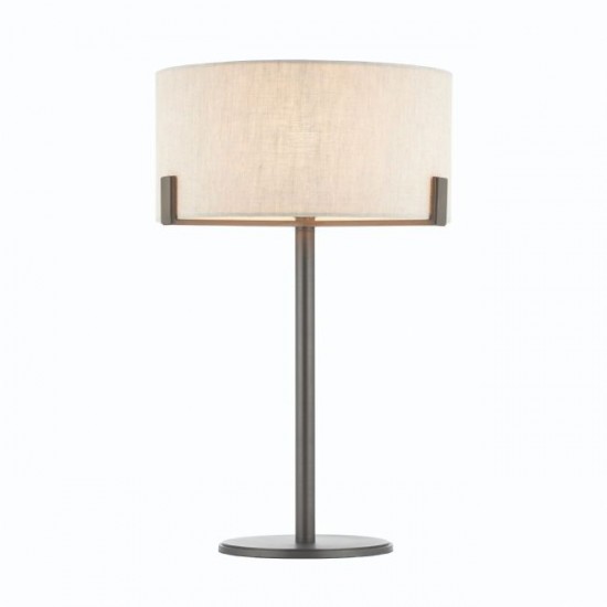 50763-001 Brushed Bronze Table Lamp with Natural Linen Shade