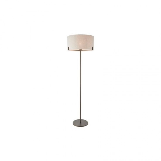 50764-001 Brushed Bronze Floor Lamp with Natural Linen Shade