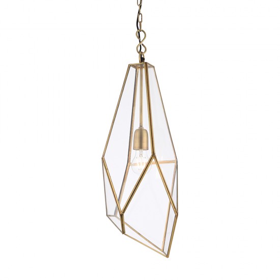 21485-001 Antique Brass with Glass Lantern Pendant 21485-001 Antique Brass with Glass Lantern Pendant