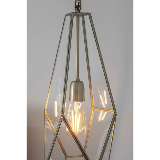 21485-001 Antique Brass with Glass Lantern Pendant 21485-001 Antique Brass with Glass Lantern Pendant