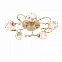 21342-001 Antique Brass 5 Light Centre Fitting with Decorative Glasses 21342-001 Antique Brass 5 Light Centre Fitting with Decorative Glasses