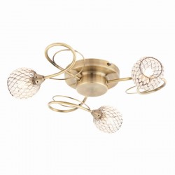 21351-001 Antique Brass 3 Light Centre Fitting with Decorative Glasses 21351-001 Antique Brass 3 Light Centre Fitting with Decorative Glasses