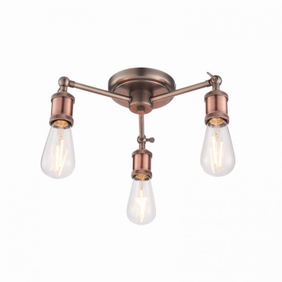 50798-001 Aged Pewter & Copper 3 Light Centre Fitting