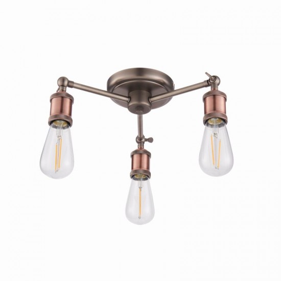 50798-001 Aged Pewter & Copper 3 Light Centre Fitting