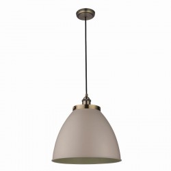 50842-001 Antique Brass Pendant with Taupe Shade  50842-001 Antique Brass Pendant with Taupe Shade