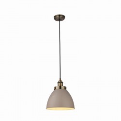 50843-001 Antique Brass Pendant with Taupe Shade