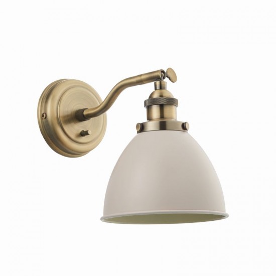 50844-001 Antique Brass Wall Lamp with Taupe Shade