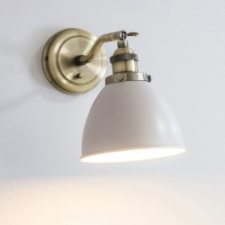50844-001 Antique Brass Wall Lamp with Taupe Shade