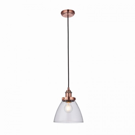 50846-001 Aged Copper Pendant with Clear Glass