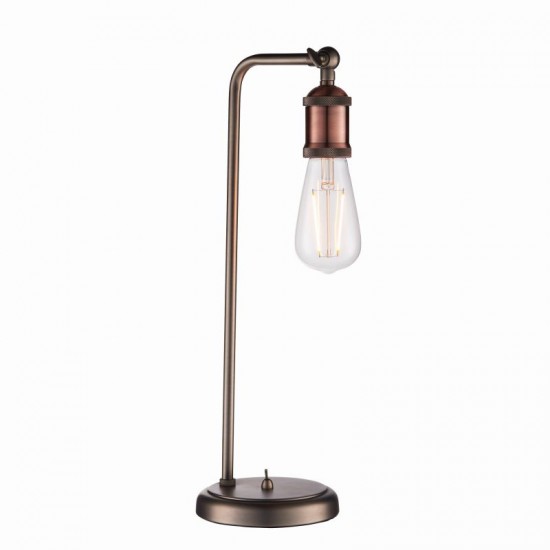 50851-001 Aged Pewter & Copper Table Lamp with Clear Glass