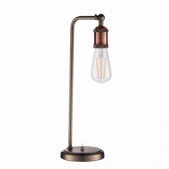 50851-001 Aged Pewter & Copper Table Lamp with Clear Glass