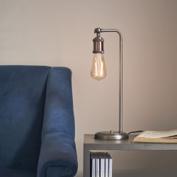 50851-001 Aged Pewter & Copper Table Lamp with Clear Glass 