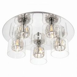 50912-001 Chrome 5 Light Flush with Crystal & Clear Glass