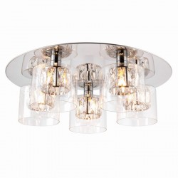 50912-001 Chrome 5 Light Flush with Crystal & Clear Glass 50912-001 Chrome 5 Light Flush with Crystal & Clear Glass