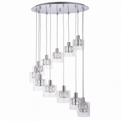 50913-001 Chrome 12 Light Cluster Pendant with Crystal & Clear Glass 50913-001 Chrome 12 Light Cluster Pendant with Crystal & Clear Glass