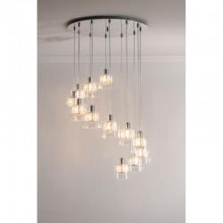 50913-001 Chrome 12 Light Cluster Pendant with Crystal & Clear Glass 50913-001 Chrome 12 Light Cluster Pendant with Crystal & Clear Glass