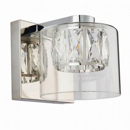 50915-001 Chrome Wall Lamp with Crystal & Clear Glass
