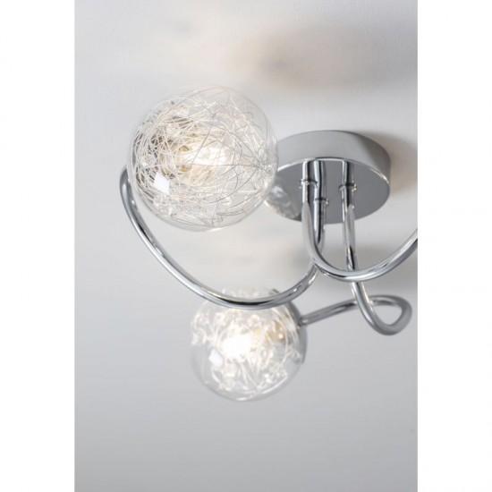 50968-001 Chrome 3 Light Ceiling Lamp with Decorative Glasses