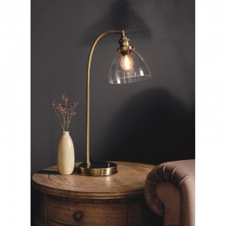 51013-001 Antique Brass Table Lamp with Clear Glass