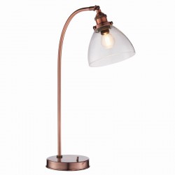 51015-001 Aged Copper Table Lamp with Clear Glass