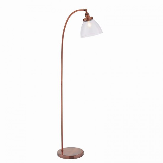 51016-001 Aged Copper Floor Lamp with Clear Glass