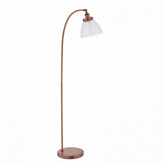 51016-001 Aged Copper Floor Lamp with Clear Glass