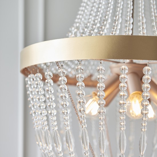59238-001 Rose Gold 5 Light Chandelier with Glass Beads
