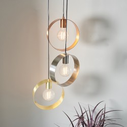 59245-001 Brushed Brass, Nickel, Copper 3 Light Cluster Pendant 59245-001 Brushed Brass, Nickel, Copper 3 Light Cluster Pendant