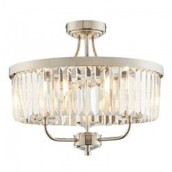 63872-001 Bright Nickel 3 Light Ceiling Lamp with Clear Crystal 63872-001 Bright Nickel 3 Light Ceiling Lamp with Clear Crystal