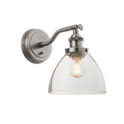 61420-001 Brushed Silver Wall Lamp with Clear Glass  61420-001 Brushed Silver Wall Lamp with Clear Glass