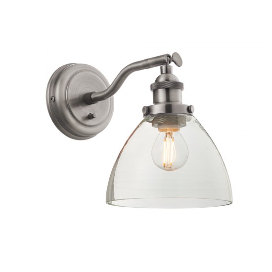 61420-001 Brushed Silver Wall Lamp with Clear Glass