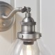 61420-001 Brushed Silver Wall Lamp with Clear Glass