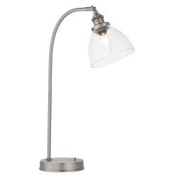 61452-001 Brushed Silver Table Lamp with Clear Glass 61452-001 Brushed Silver Table Lamp with Clear Glass