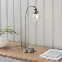 61452-001 Brushed Silver Table Lamp with Clear Glass 61452-001 Brushed Silver Table Lamp with Clear Glass