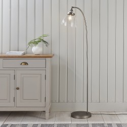61355-001 Brushed Silver Floor Lamp with Clear Glass 61355-001 Brushed Silver Floor Lamp with Clear Glass