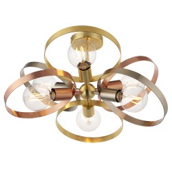 61405-001 Brushed Brass, Nickel, Copper 6 Light Semi-Flush 61405-001 Brushed Brass, Nickel, Copper 6 Light Semi-Flush