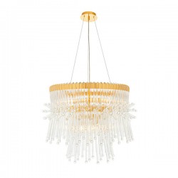 63806-001 Polished Gold 9 Light Centre Fitting with Glass Rods