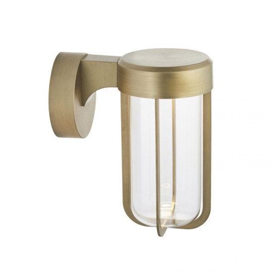 74318-100 Outdoor Brushed Gold LED Wall Lamp with Clear Glass