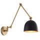 61447-001 Swing Arm Wall Lamp with Black & Antique Brass Finish